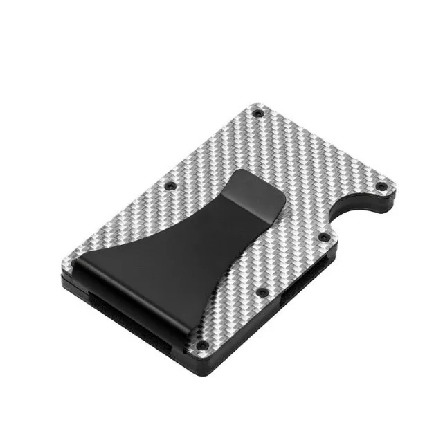 Minimalistische Geldbörse für Herren, Geldscheinklammer-Geldriemen-Geldbörse, RFID-blockierende Metall-Geldbörse, Kartenhalter aus Aluminium (Kohlefaser) – Detail 8