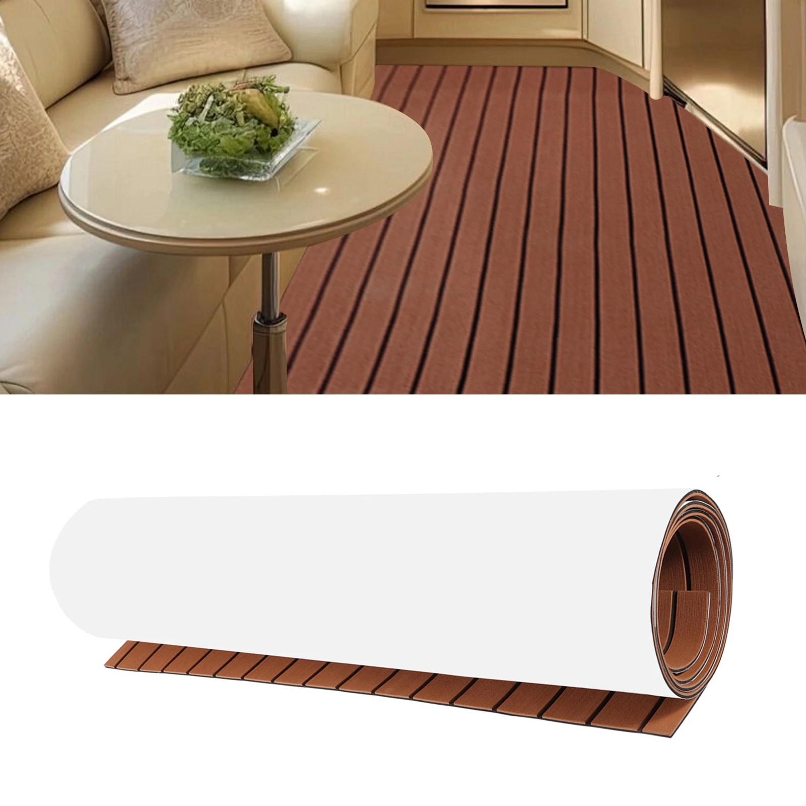 Caravan Teak Floor Mat EVA Foam Marine Flooring Mat Anti-slip House, Boat, Marine 35.4