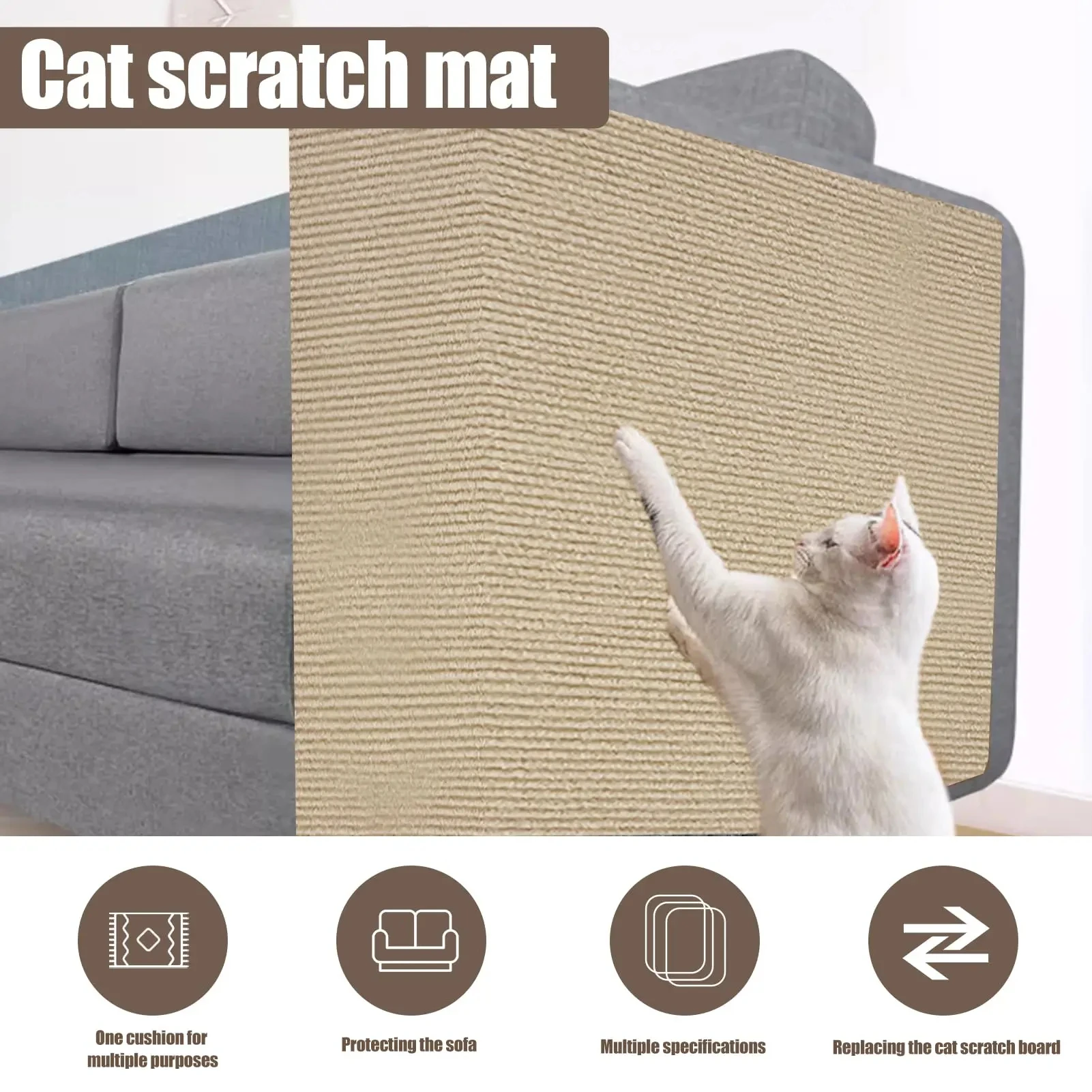 Cat Scratching Mat Cat Scratcher Sofa Tape Scratching Post Self-adhesive Carpet Cat Scratch Furniture Protector Cat Accessories