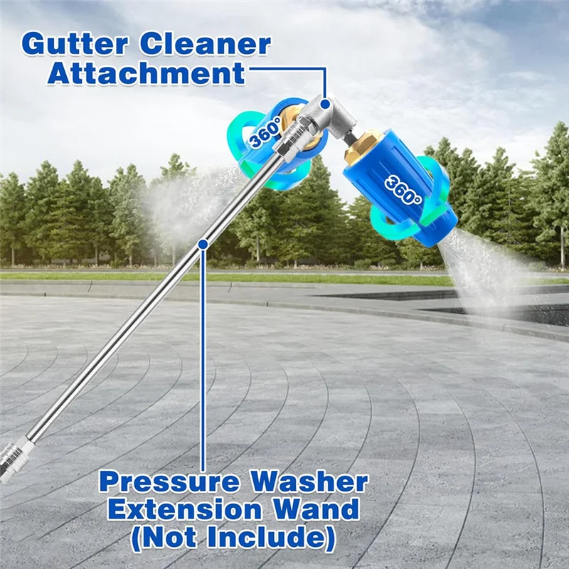 

Pressure Washer Gutter Attachment, Dual Turbo Nozzle Pressure Washer With 1/4 Inch Quick Connector, 4000 PSI