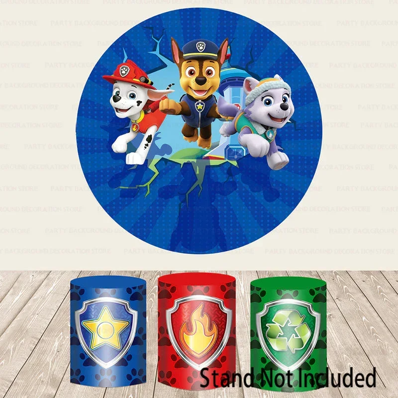 Marshall Skye Rocky  Cartoon Paw Patrol  Ryder Round Backdrop Chase Rubble Tracker Birthday Party Baby Shower Background Banner