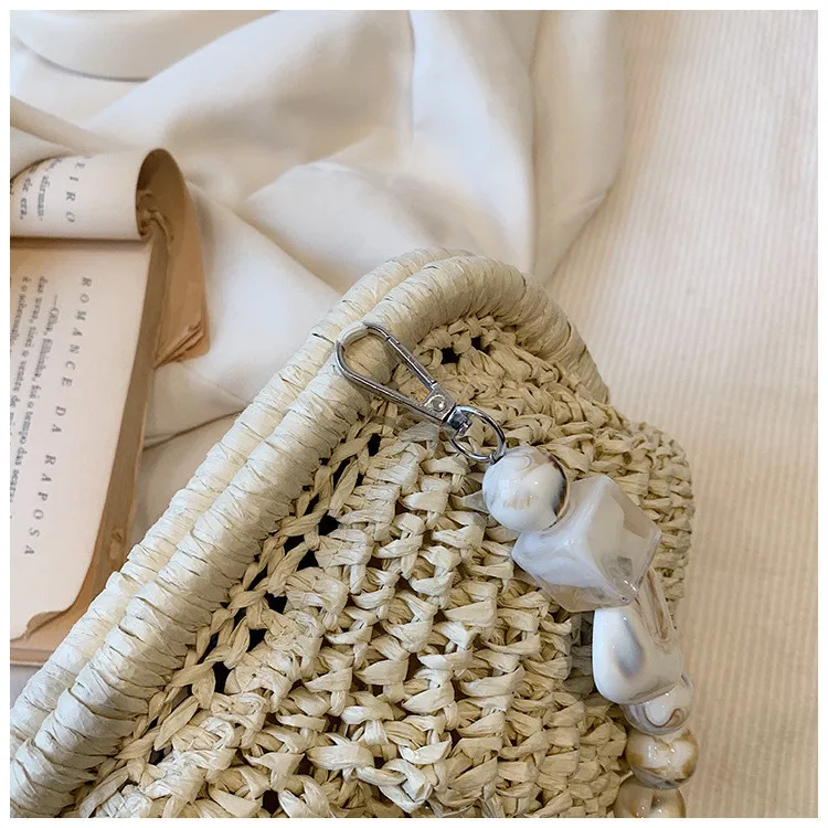 2024 Straw Dumpling Clutch Bag Woven Straw Tote Straw Clutch Purse Women Summer Beach Bag Wicker Clutch Straw Purses For Women