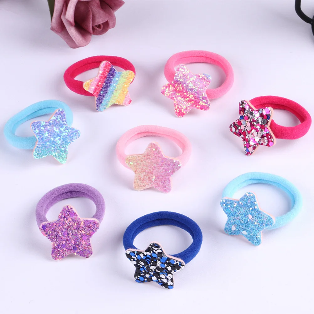 

14Pcs Glittery Hair Bands for Women Star Design Ponytail Holder Secure Grip Non Slip Hair Ties for Bun Wrist Decor All Day Use