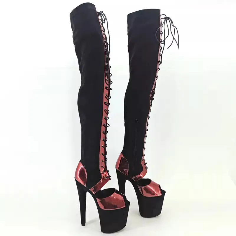 Auman Ale New 20CM/8inches PU Upper Sexy Exotic High Heel Platform Party Women Boots Pole Dance Shoes 019