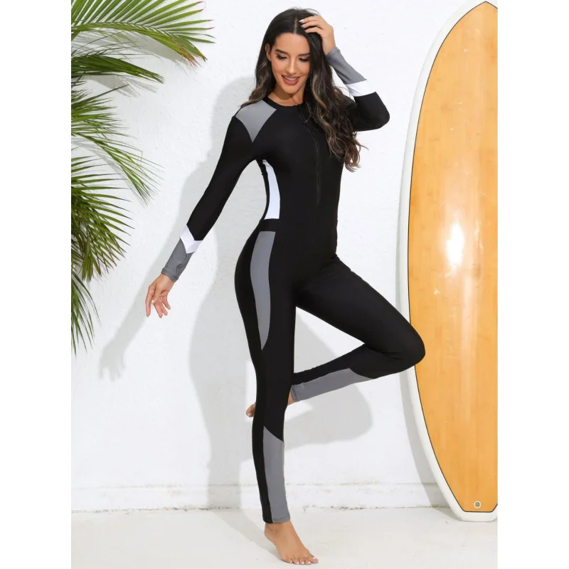 

One-Piece Swimsuit with Zipper for Women, Sports Surfing Suit, Full Body Diving Suit, Diving Suit, Surfing Skin