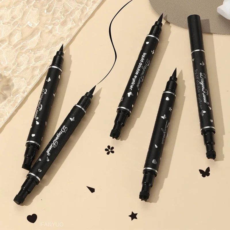 Double Head Star Seal Eyeliner Langdurige waterdichte niet-vlekkende vlinderhart pruim verfraaid oogstaart eyeliner