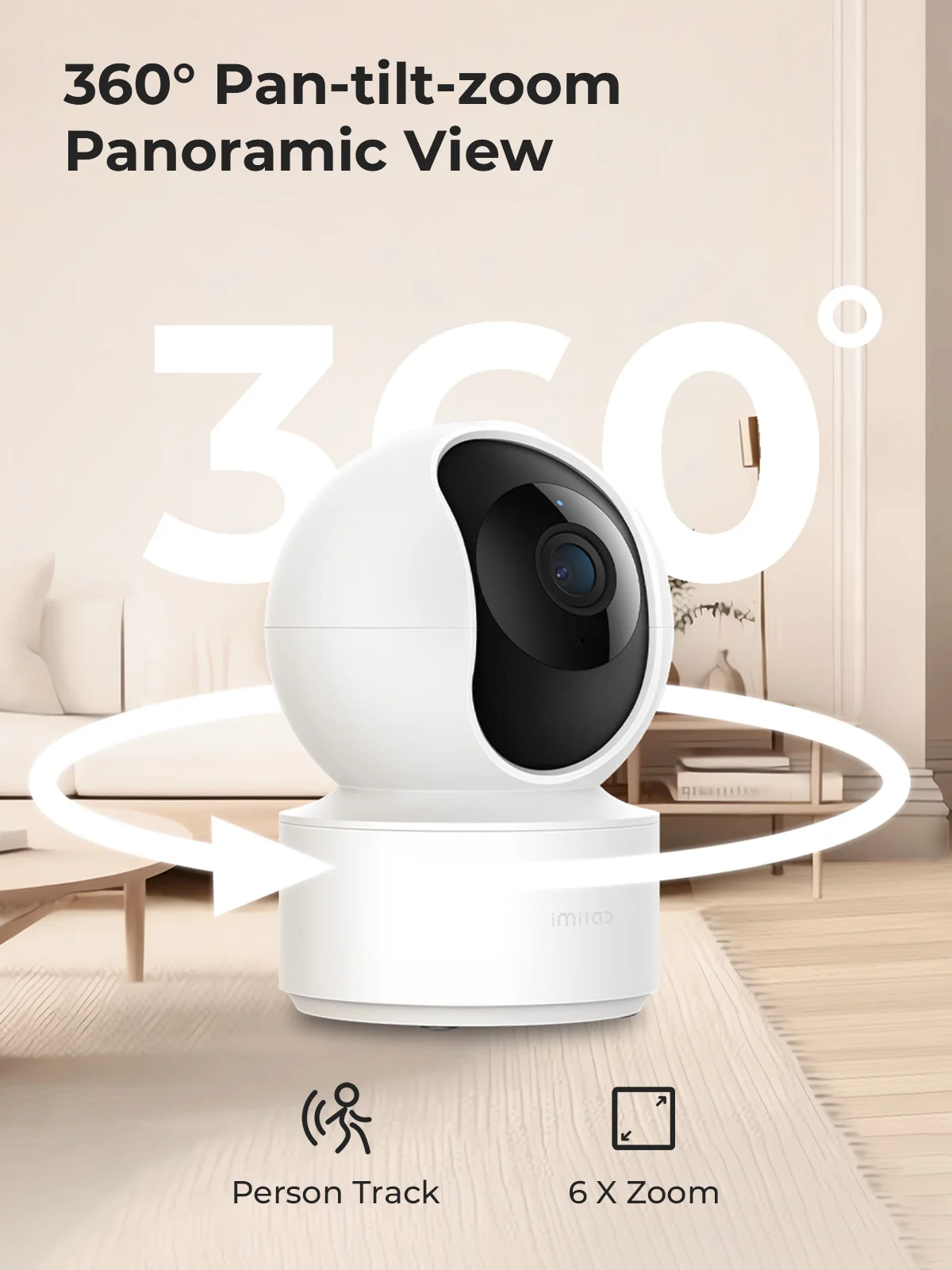 IMILAB C21 2.5K IP Security Camera MiHome App 360° Night Vision Baby Monitor with App, 2-Way Audio, AI Detection