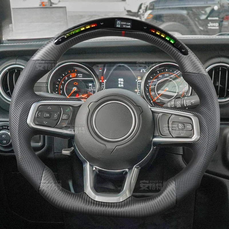 

For Jeep Wrangler (New Model) Matte Carbon Fiber LED Smart Steering Wheel (Matte Finish, Custom Modification)