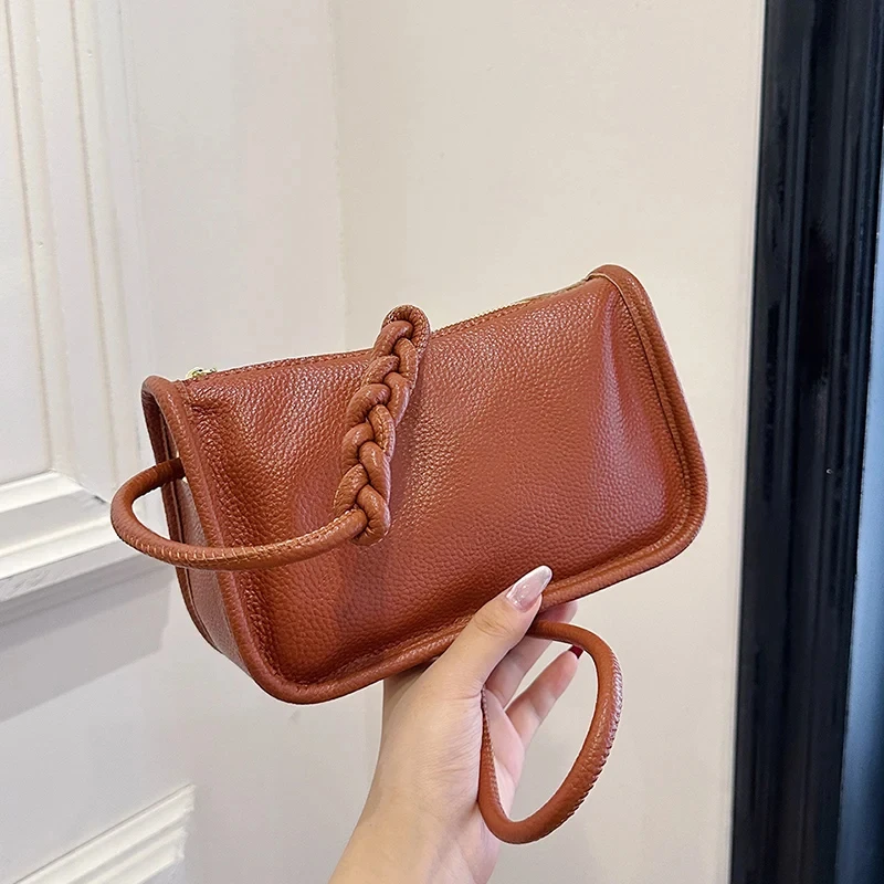 

2024 new Real Cowhide Retro Leather Sac Fashion Crossbody Bags For Ladies High Capacity Shoulder Bag Handbag Female Purse