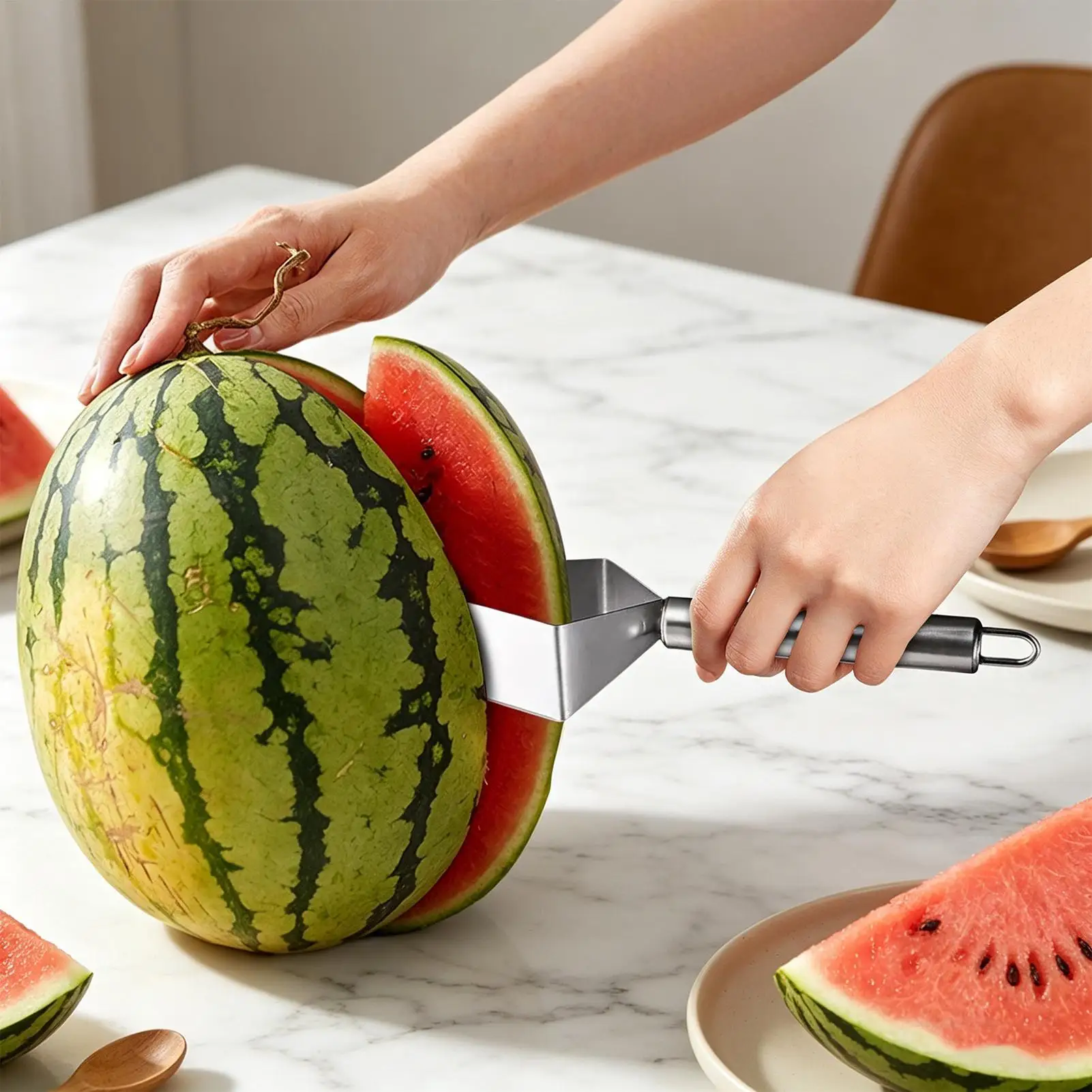 Watermelon Slicer Triangular Watermelon Cut Into Pieces Stainless Steel Watermelon Cutter Fruit Cutting Tools Kitchen Accessorie