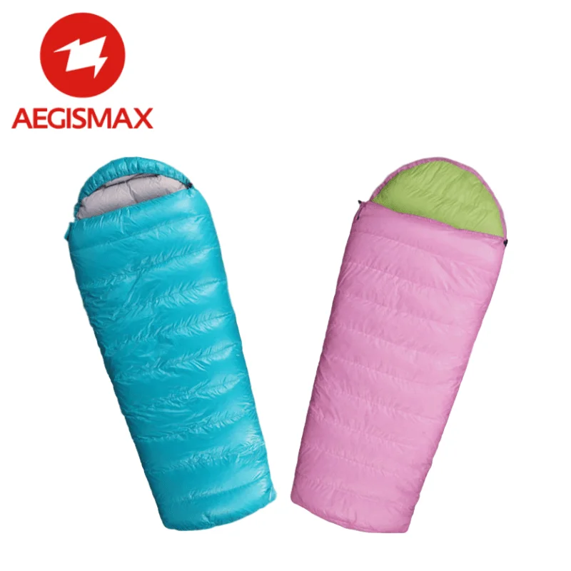 AEGISMAX Child Envelope Sleeping Bag Kids Camping Thicken White Goose Down 95% Filled Warm Home Outdoor Tourist Hiking Outing