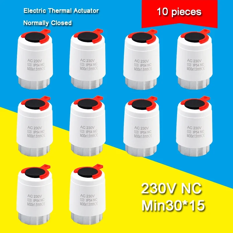 Radiador termostático TRV para suelo eléctrico, calefacción B10, 1/5/10 piezas, 230V, normalmente abierto y cerrado, M30 x 1,5mm