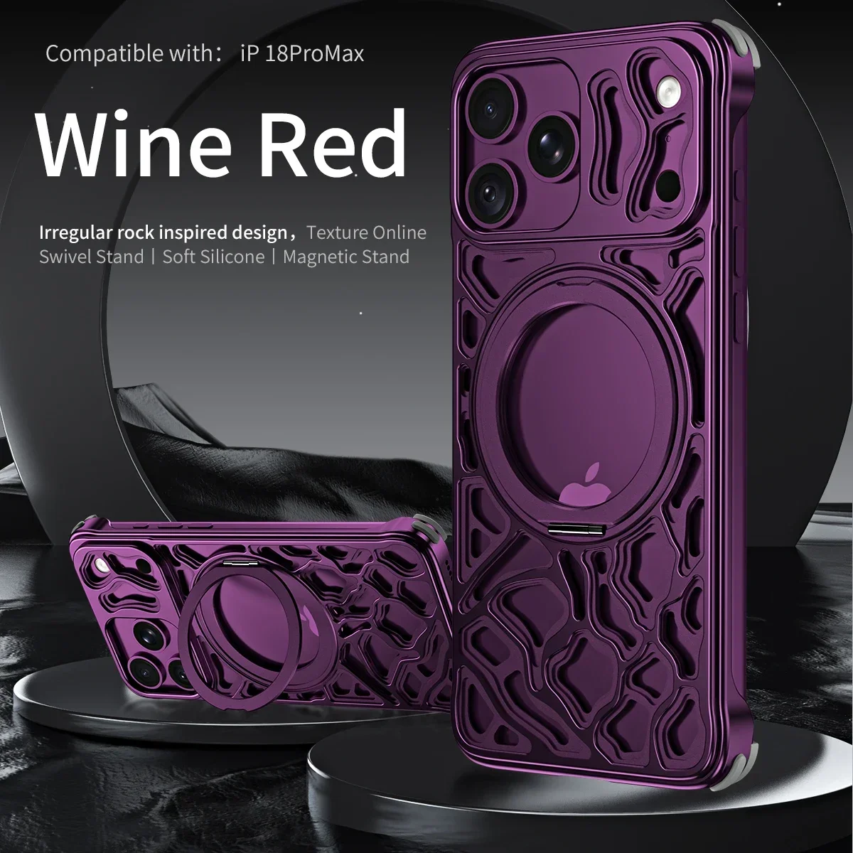 For Magsafe Metal Bracket Case for Iphone 18 Pro Max 18pro Aluminum Alloy Frameless Magnetic Stand Frame Shockproof Armor Cover