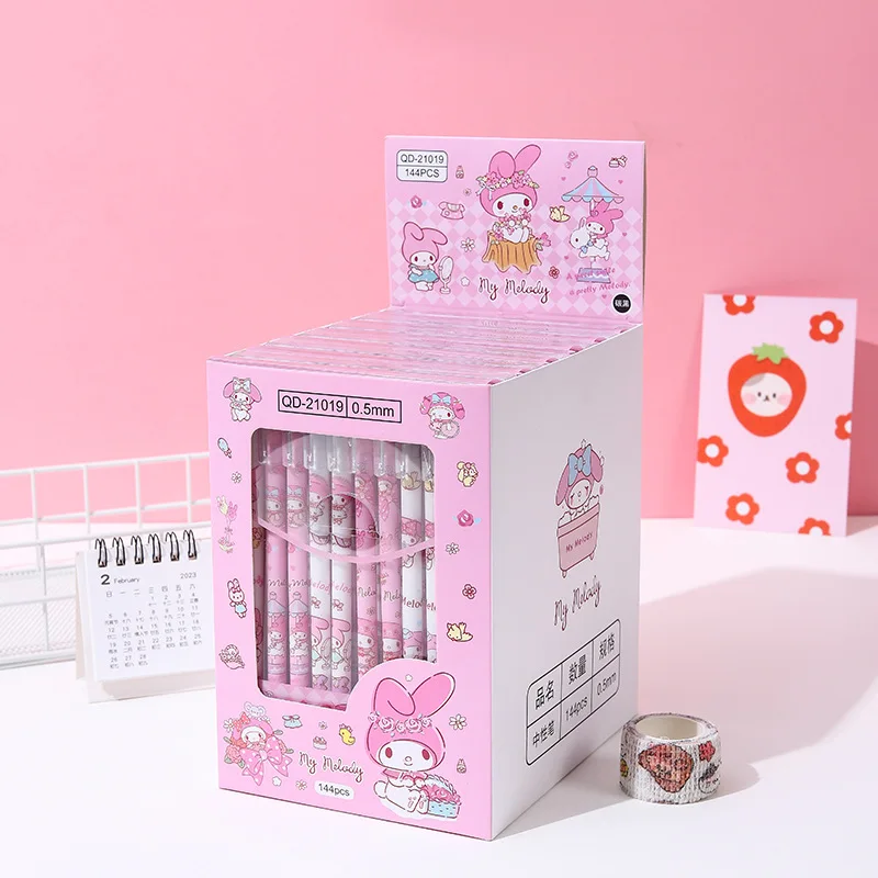 12-144pcs Sanrio Kawaii Melody Erasable Neutral Pen Cute My Melody Roller Ball Pen Gel Pens School Supplies Stationery Wholesal