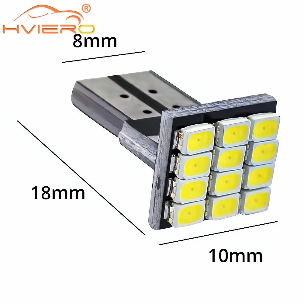 2/10 T10 W5W 12SMD 1206 Car Wedge White LED DC 12V Canbus No Error Decoder External Lights License Plate Lamp Corner Backup Led