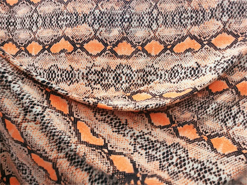Elastic Snakeskin Grain Brushed Knitted Printing Fabric High Quality Bar Stage Handmade DIY Sewing Designer Fabric By The Meter