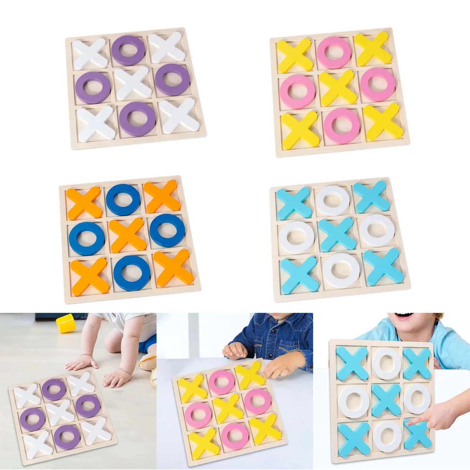 Wood Tic TAC Toe Game Set Funny Table Game Family Game Hand Crafted Noughts and Crosses Xoxo Chess Board Game for Travel