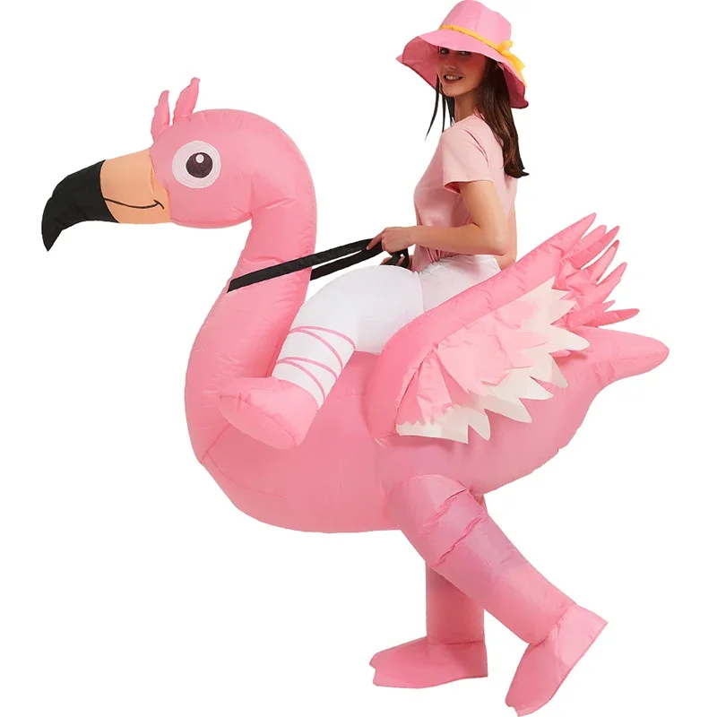 Adult Kids Pink Flamingo Inflatable Costume Halloween Christmas Carnival Children's Day Holiday Party Cosplay Birthday Gift