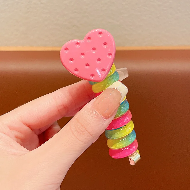 Hair Ties Spiral Coil High Elastic Little Girls Cute Flower Hair Bands Accessories New Standard Size Multicolor Resin Soft Comfy