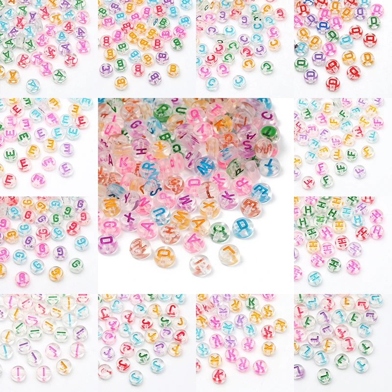 4x7mm Round Transparent Acrylic Letter Beads Color Alphabet Loose Beads For Handmade Necklace Bracelet DIY Jewelry Making Crafts