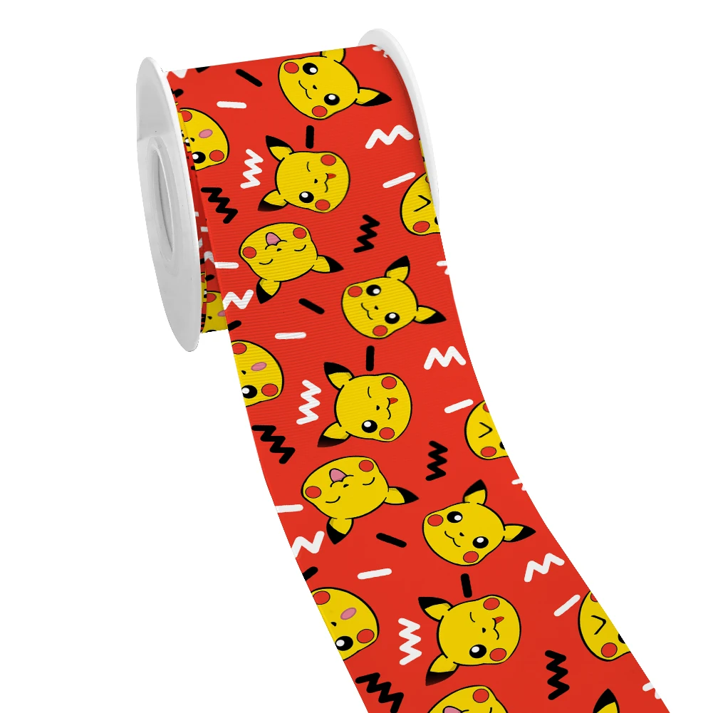 Pikachu Cartoon Anime Pokemon Monster Printed Grosgrain Ribbon for Cheer Bows DIY Girl Headwear Hair Bows 10yards Satin Ribbon