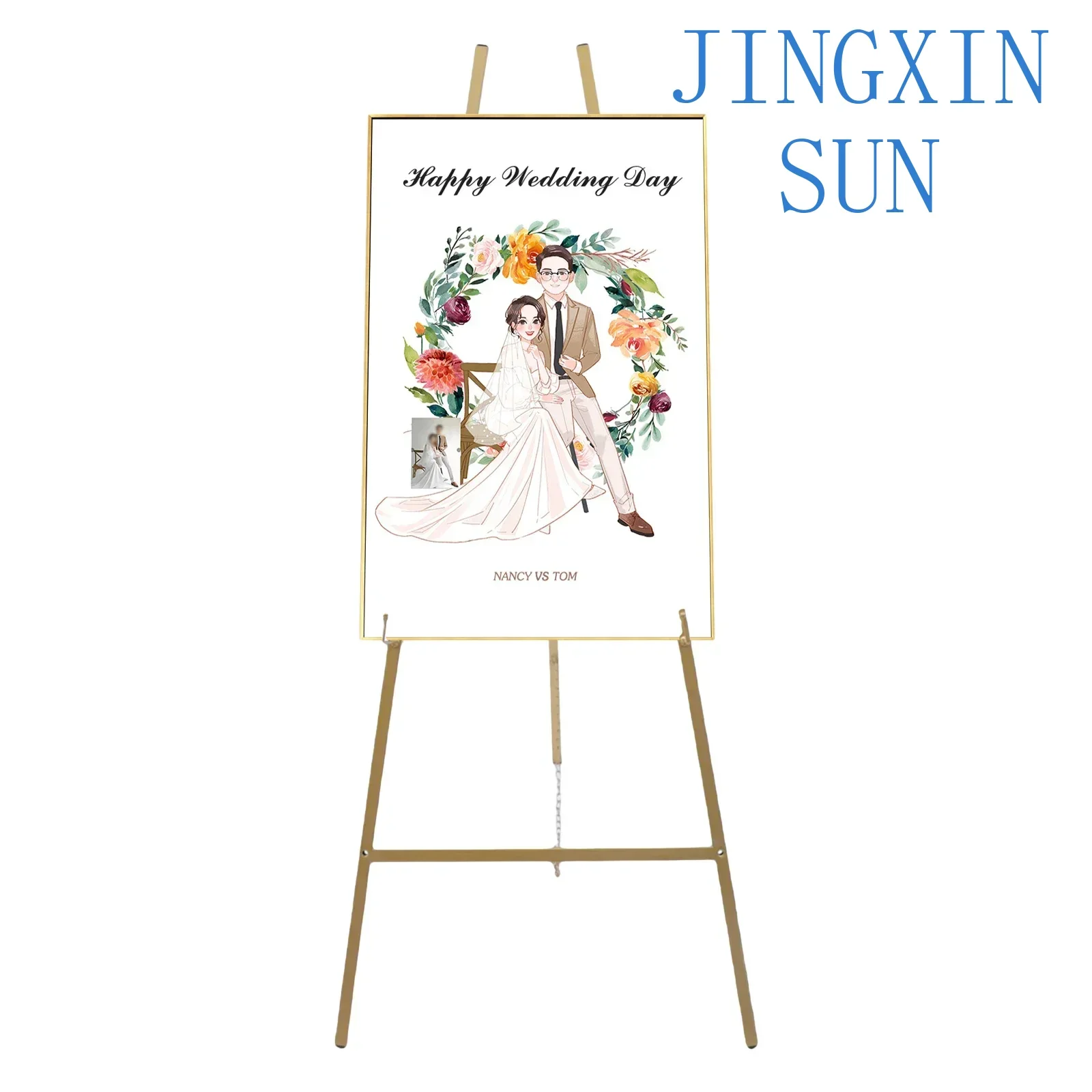 2Pcs Portable Tall Steel Pipe Holder Wedding Easel Stand For Weddings, Decorative Displays, Welcome Signs