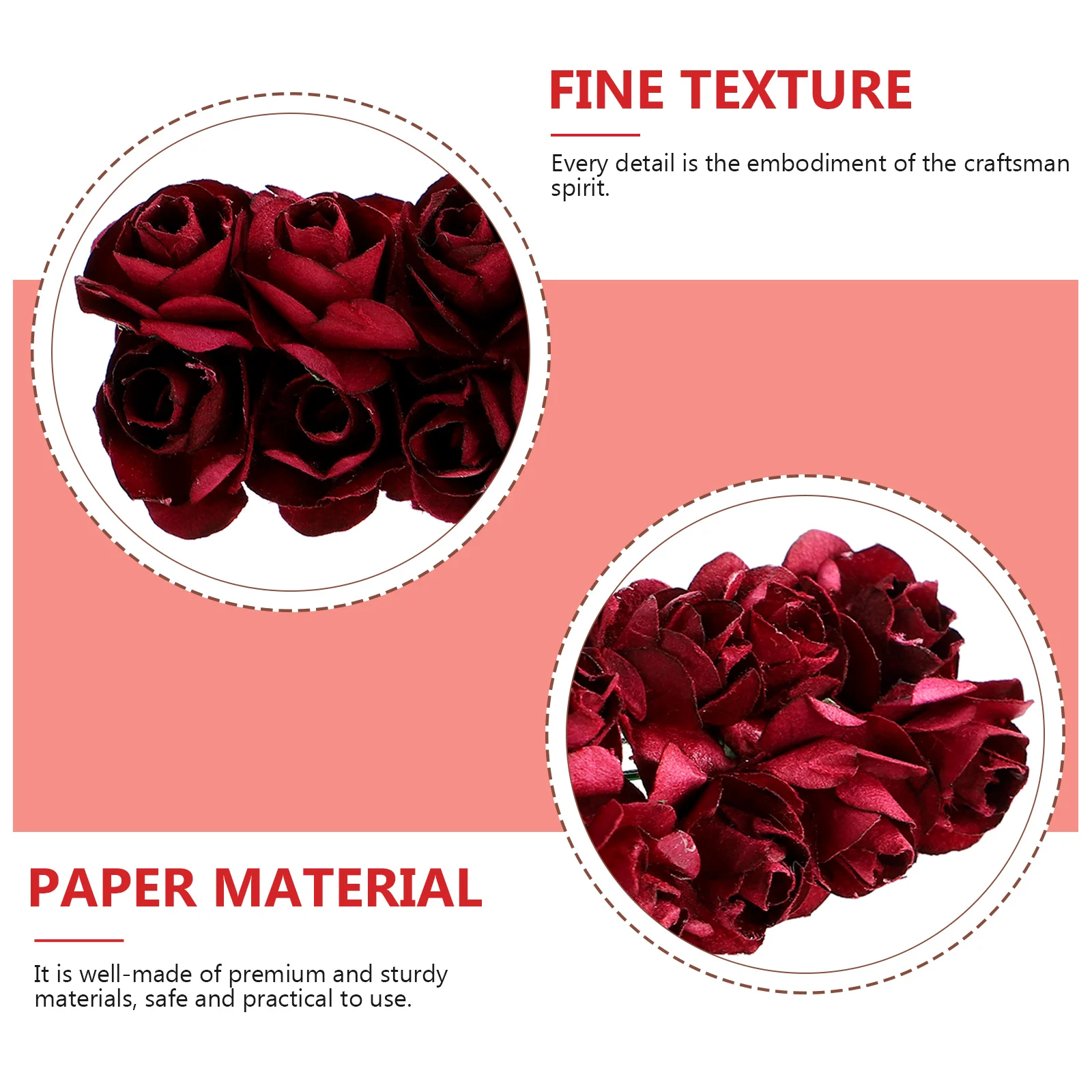 

144 Pcs Artificial Rose Paper Flowers Tiny Wedding Decor Fake Handmade Decorations Bulk