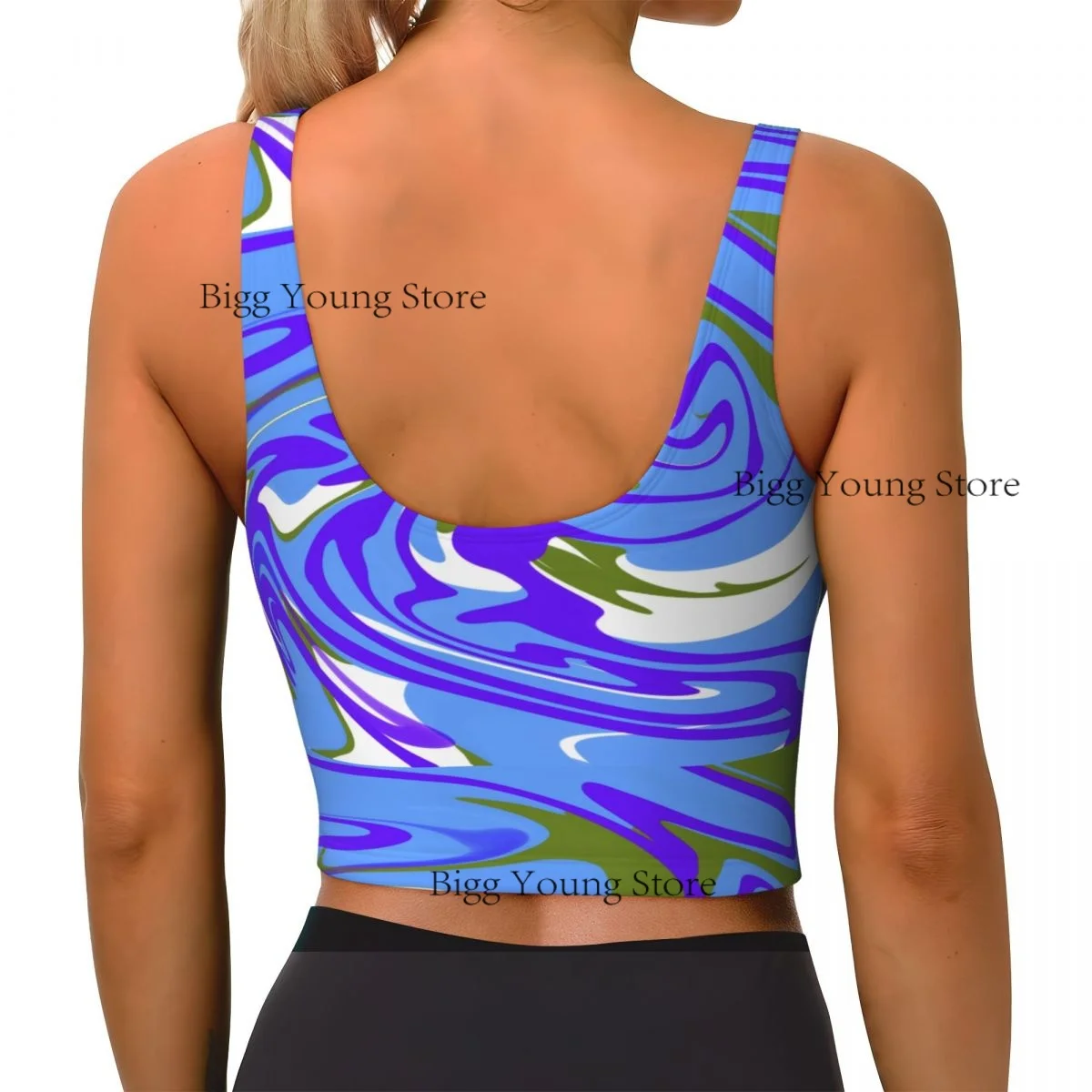 Sports Bra Women Running Yoga Clothes Vest Blue Green Water Middle Gathering Fitness Vest