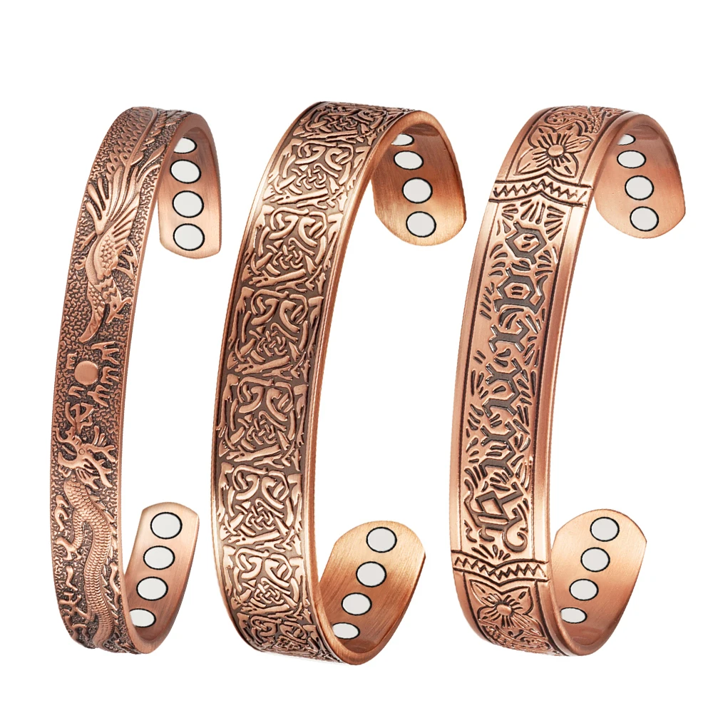 

Wollet 3 Magnetic 99.9% Pure Copper Bracelet, 17.8CM and 16.5CM - Guaranteed Bracelets for Women and Men