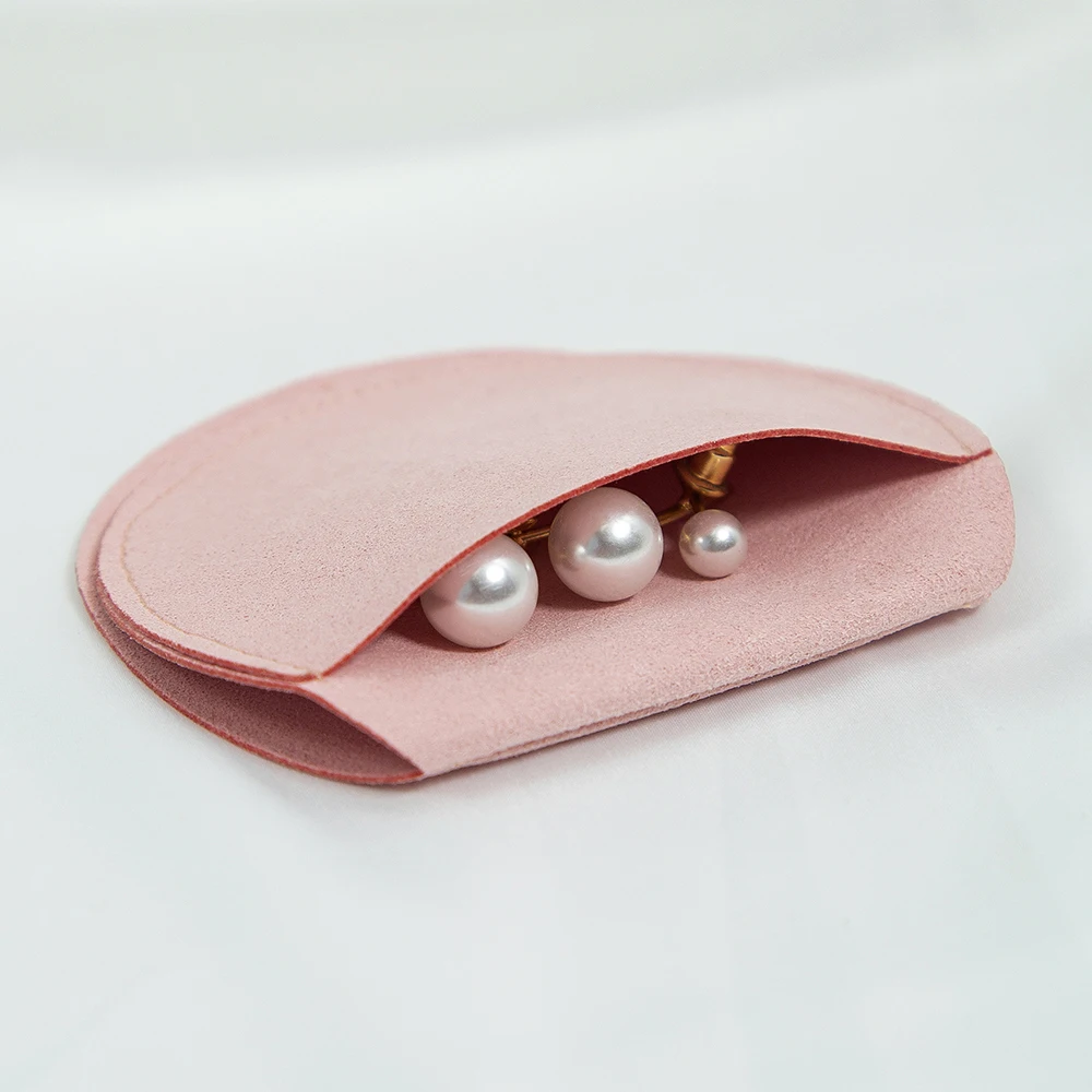 5pcs 7x7cm entzückende dunkelrosa runde Mikro faser tasche Zubehör beutel für Hochzeits bevorzugung ringe Ohrring Halskette Armband Aufbewahrung – Detail 5