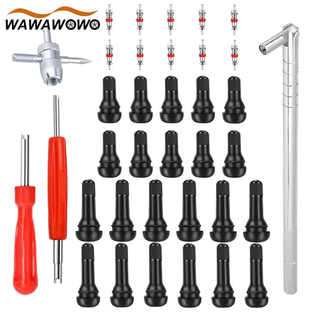 1Set Valve Stem Puller Installer Tool Kit - 4 Way Valve Core Remover, Single Head Tire Valve Core Remover Repair Installer Tool