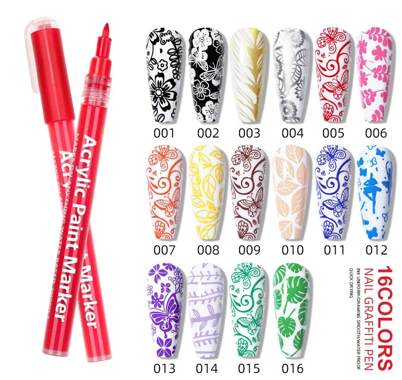 1Pc Waterdicht Nail Art Graffiti Pen Abstracte Lijnen Bloem Schets Tekening Gereedschap Nagel Schilderij Diy Nail Art Accessoires Tool SN11