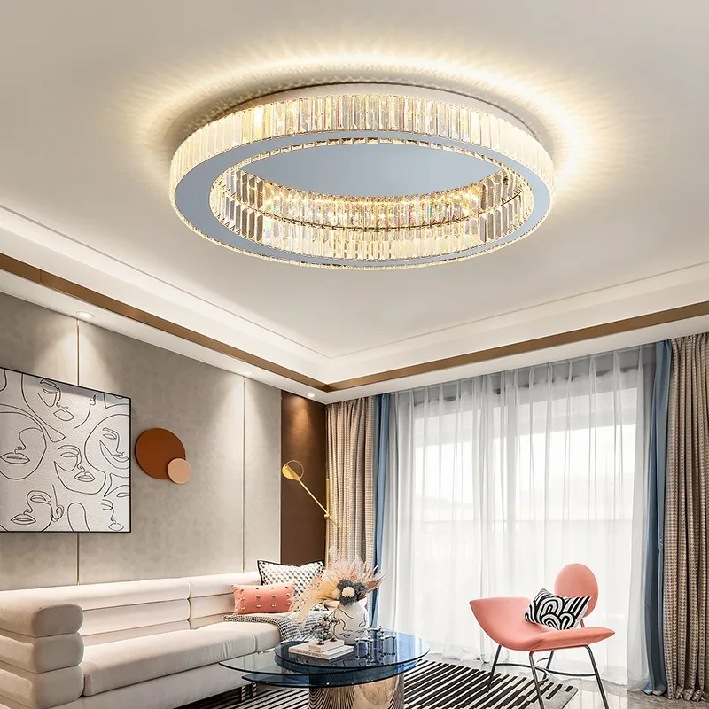 

Modern Light Luxury Led Round Crystal Ceiling Lamp Indoor Wall Lighting Hoom Decoration Nordic Beside Bedroom Lamps Lustre