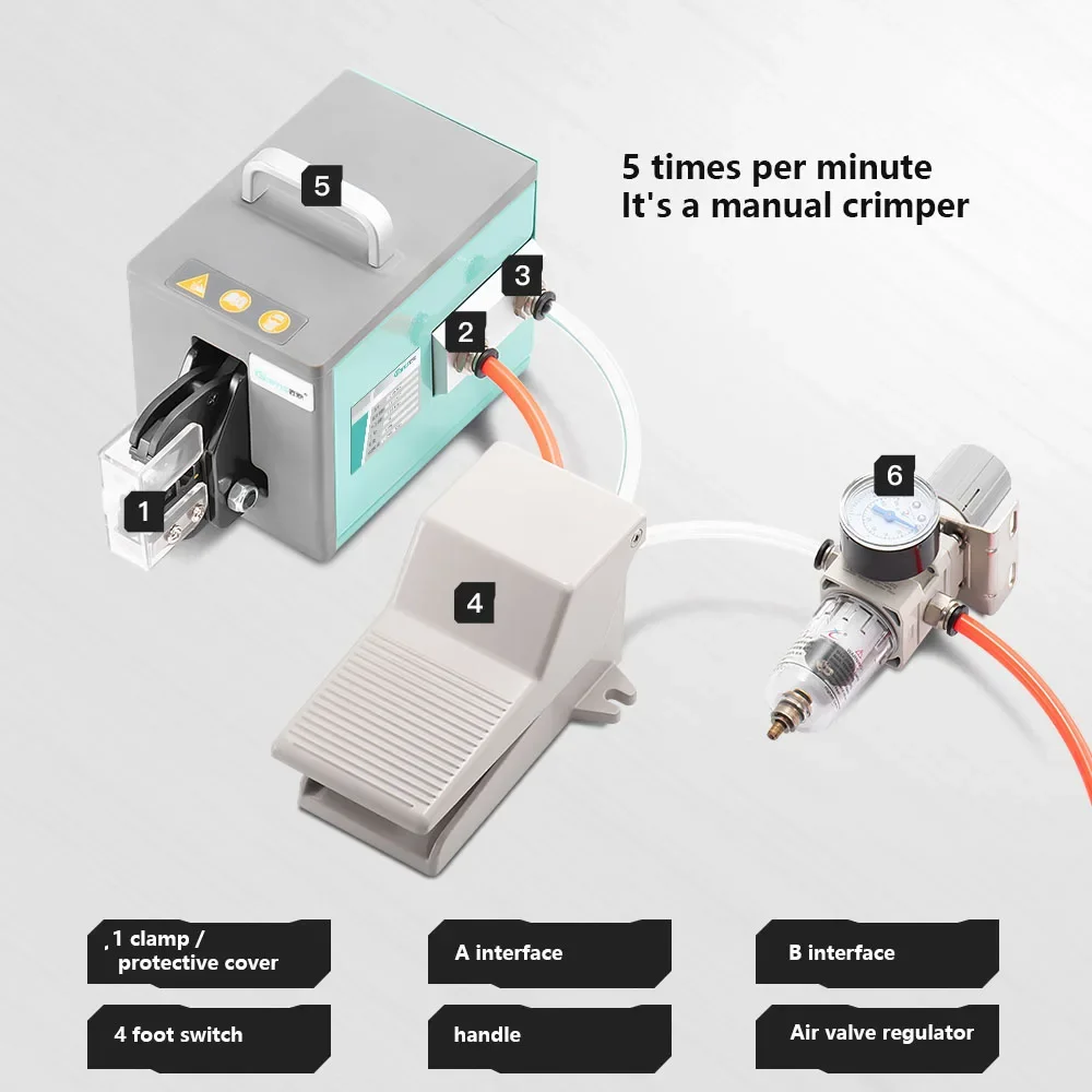 Alicate de friso pneumático GNQ-10A máquina terminal de prensagem a frio terminal elétrico multifuncional máquina de friso
