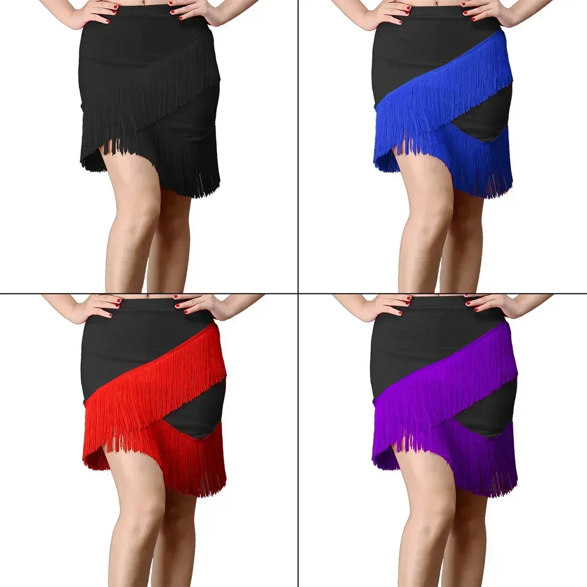 Short Skirt Latin Women\'s Skirt Square Dance Performance Clothing 2024 New Adult Encrypted Tassel Irregular Skirt Hip-covering