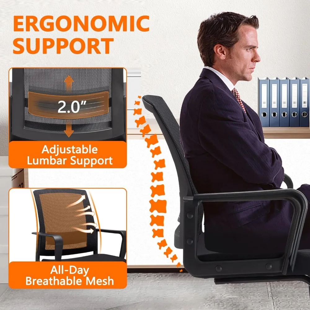 Mesh Back Lumbar Support Guest Chair for Office Reception and Conference Spaces