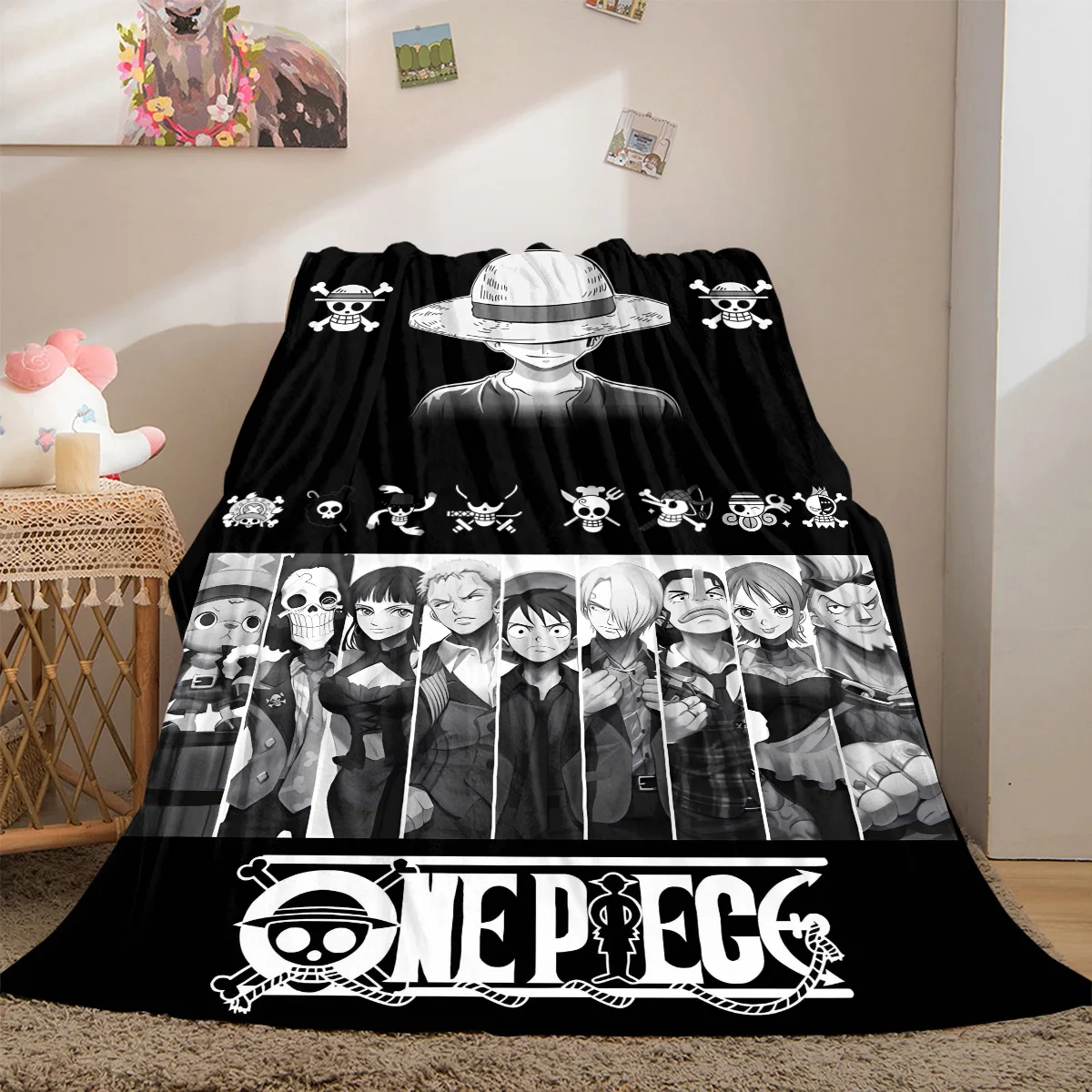 Nami Luffy Zoro Sanji Luxury Flannel Lightweight Blanket Home Decor Sofa Bed Travel Cover Family Gift LXR154