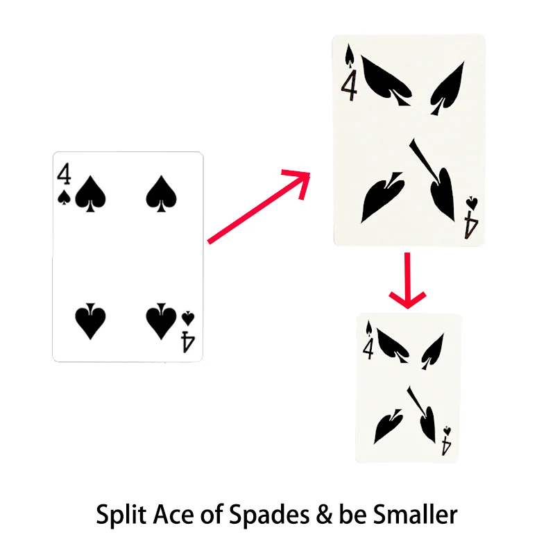 Split Ace of Spades Magic Tricks Card Disappears Card be Smaller Magic Toys Props Close Up Street Illusion Gimmick Mentalism