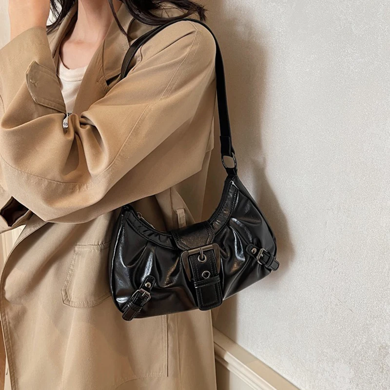 Y2K Retro Plissierte Hobo-Schultertasche für Damen, Trendige Maillard-Style Unterarmtasche, Clutch-Handtaschen für Reisen, Arbeit und Shopping – Detail 4