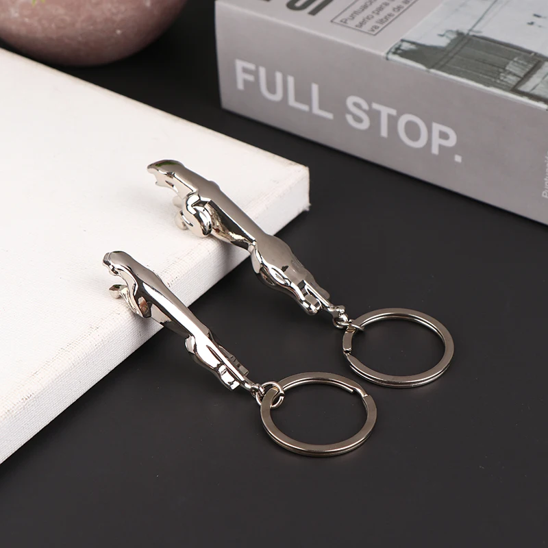 Classic Silver Color Stainless Steel Leopard Keychain Jaguar Car Keyrings Fine Bag Key Chains Two Types Creative Jewelry