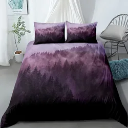 Wine Foggy Forest Duvet Cover Set UK Single Double Queen US Twin Full King Size pkm Bed Linen Set