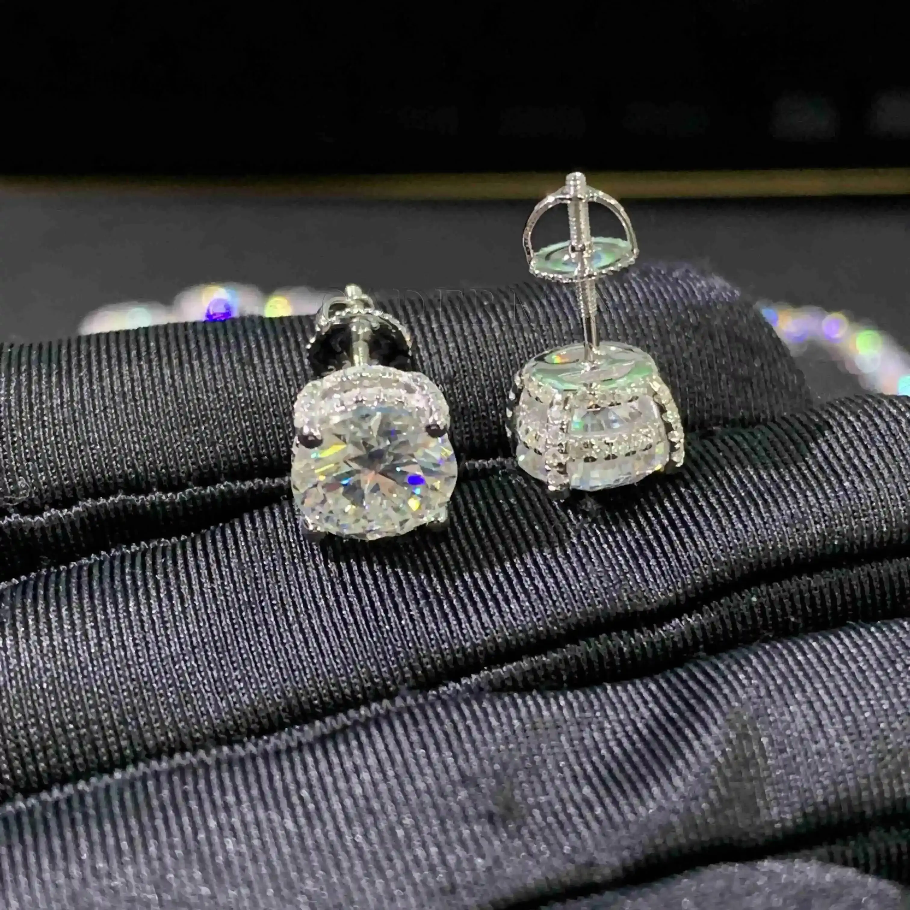 

Cadermay 9mm 3ct Moissanite Diamond Earrings 4 Prons Screw Push Back Synthesis Moissanite Solitaire Stud With GRA Certificate