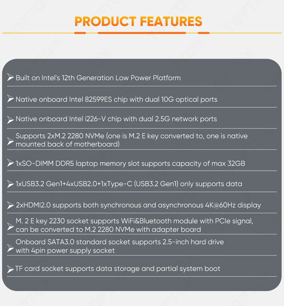 Topton Solid Firewall PC Computer Intel N150 N100 2x10G SFP or 2x10G 2x2.5G LAN Type-C 2xNVMe+SATA NAS Mini PC Home Lab Server