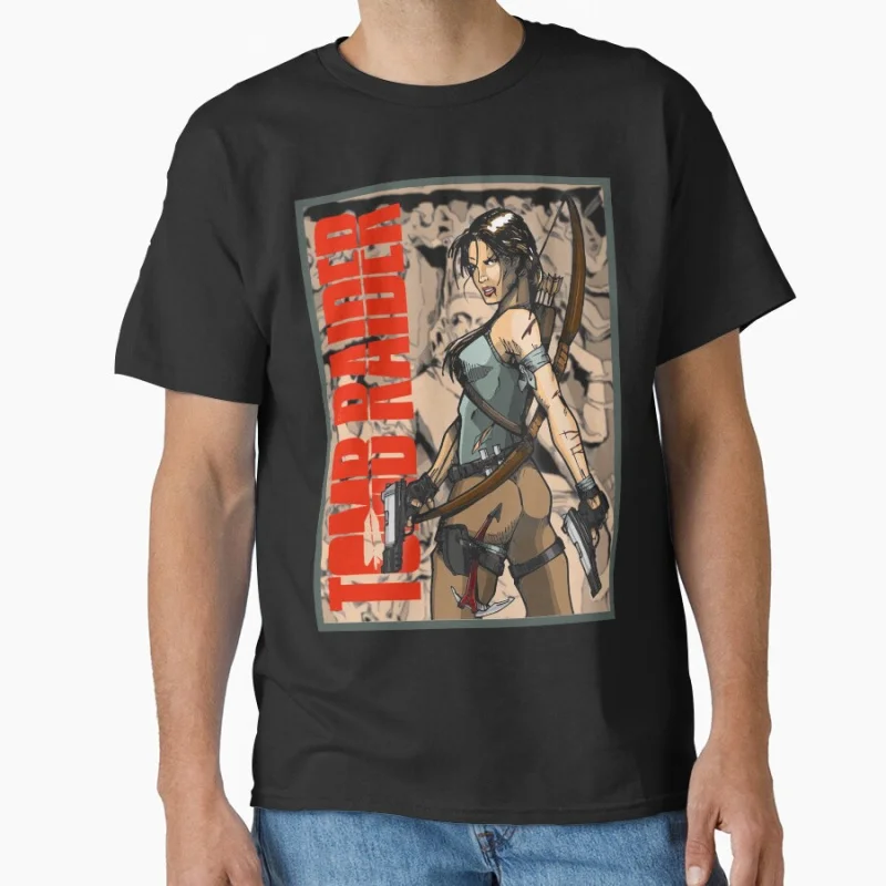

Lara Croft Rog192 80s retro video game Tomb Raider Angel of Darkness T Shirt for men large size tops S-6XL mens clothing