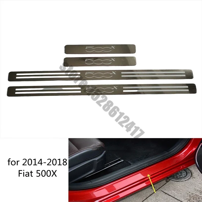 For Fiat 500 500C 500X 500L 2010 -2020 car Door Sill Scuff Plate Trim Stainless Threshold Kick Pedal Stickers Car Accessories