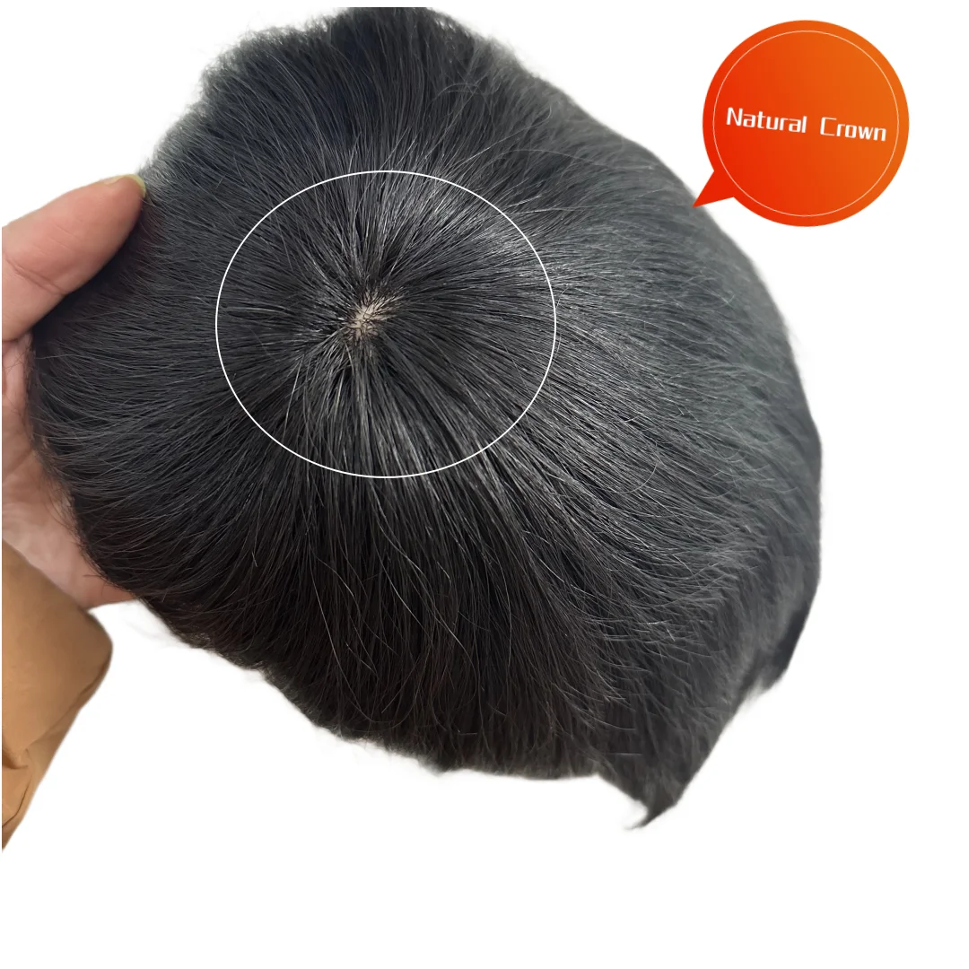 Prosthetic Hair Male 100% Human Hair Toupee Wigs for Man Replacement System Men\'s WIg Real Hair for Baldness Cover White Hair