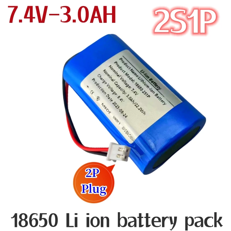 

2S1P 18650 Rechargeable Li-ion Battery Pack 7.4V 3000mah Suitable For Camera Electric Toy LED Lighting Backup Power Built-in BMS