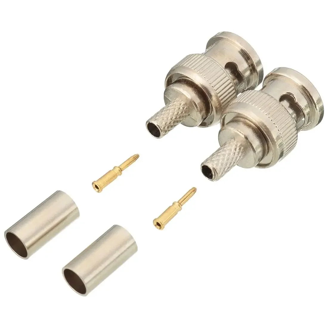 10 Sets BNC Plug High Quality 3PCS Male Crimp Connectors Metal Sturdy RG58 Connector Practical Durable Brand New