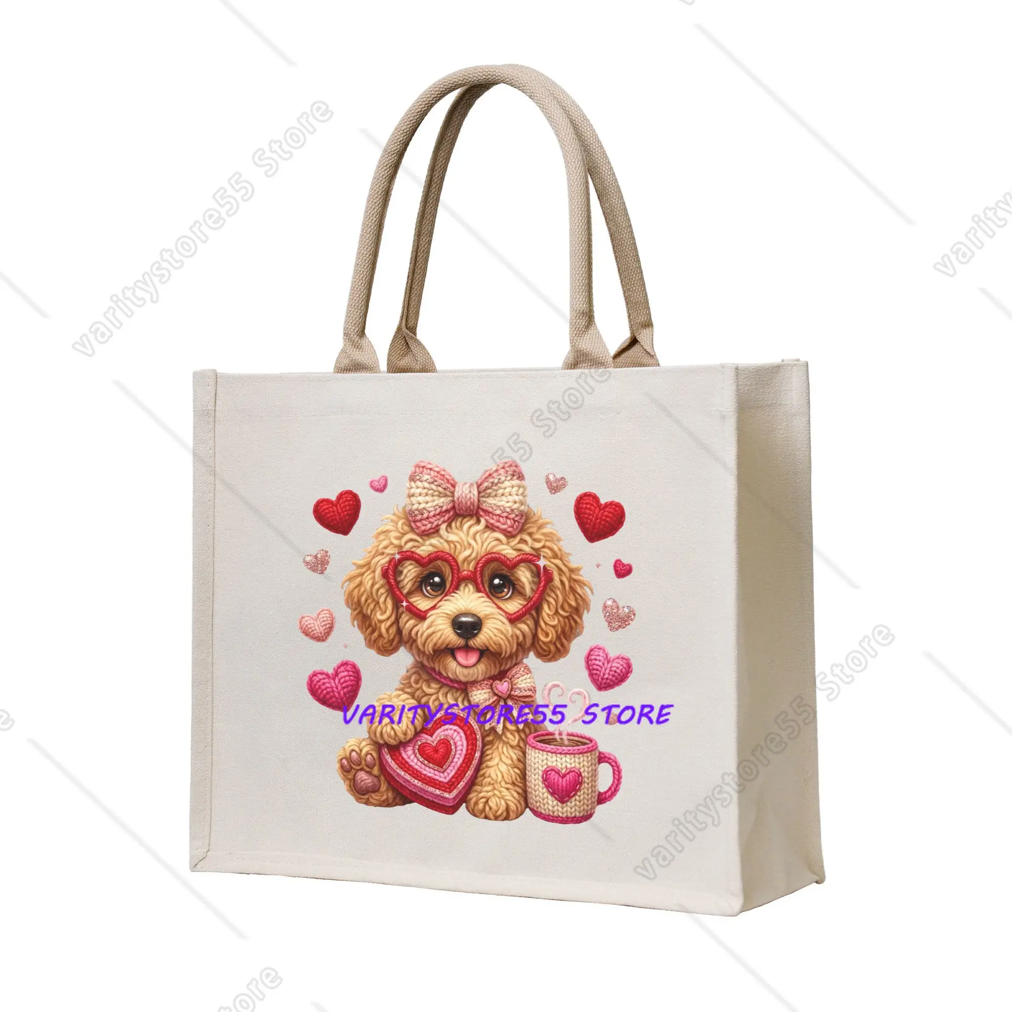 Custom Poodle Graphic  Shopping Bags Women Portable Big Capacity Groceries Pudel Dog Lover  Shopper Tote Bags