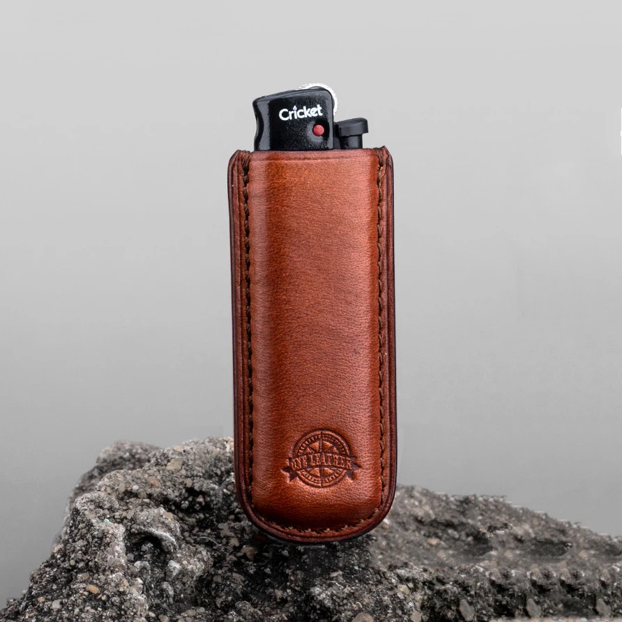 

Handmade Genuine Cowhide Leather Protective Sleeve for Cricket Lighter Leather Case Men's Gift Cigarette Accessories